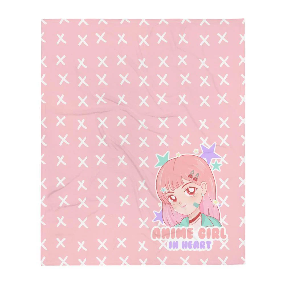 Anime Girl In Heart Pink Cute Girl Throw Blanket - Image 4