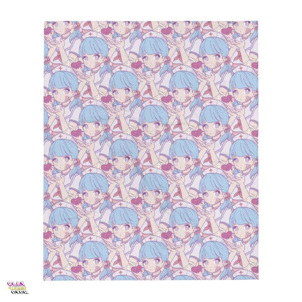 Anime Girl Nurse Fixing a Broken Heart Throw Blanket - Image 5