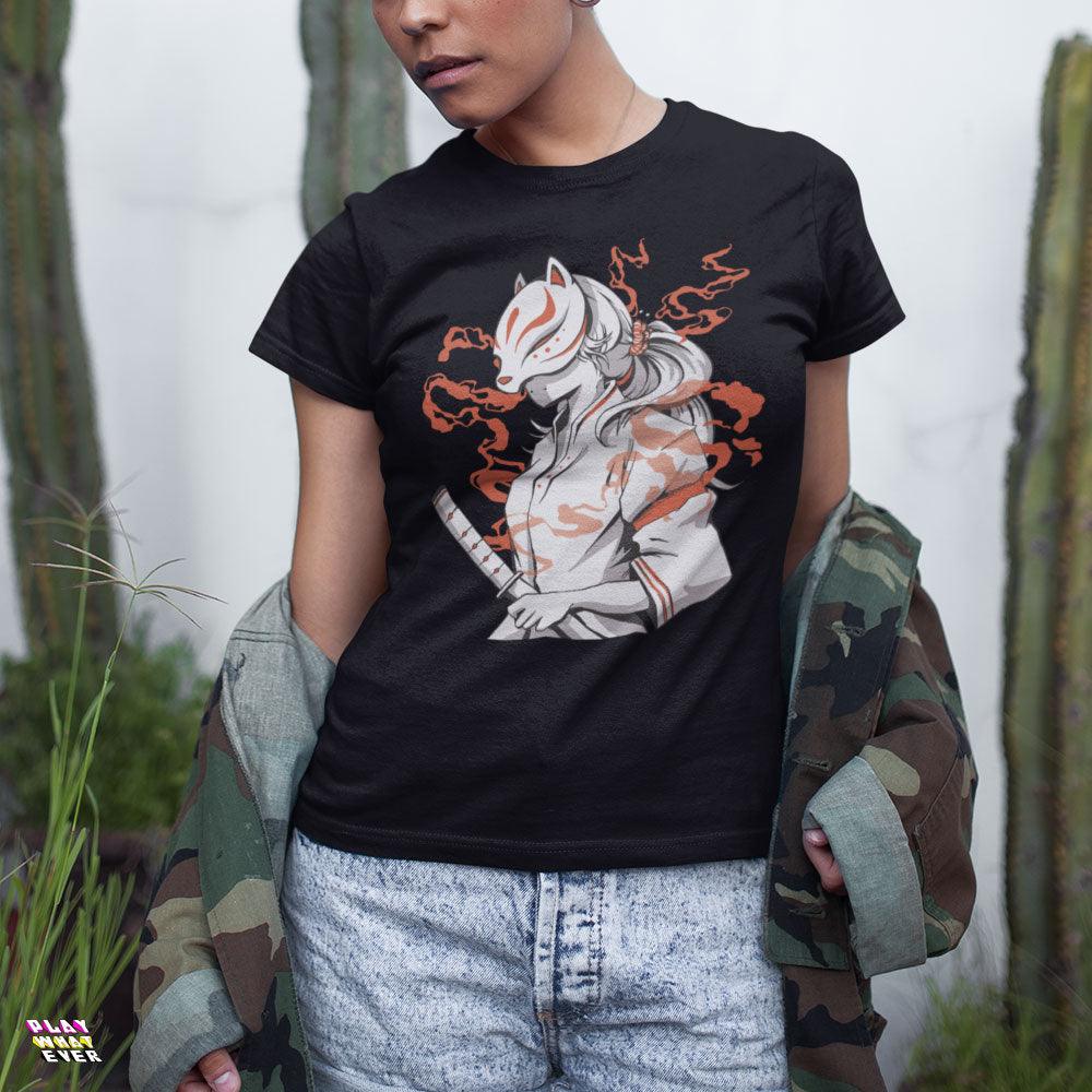 Anime Kitsune Ghost Samurai T-Shirt - Image 2