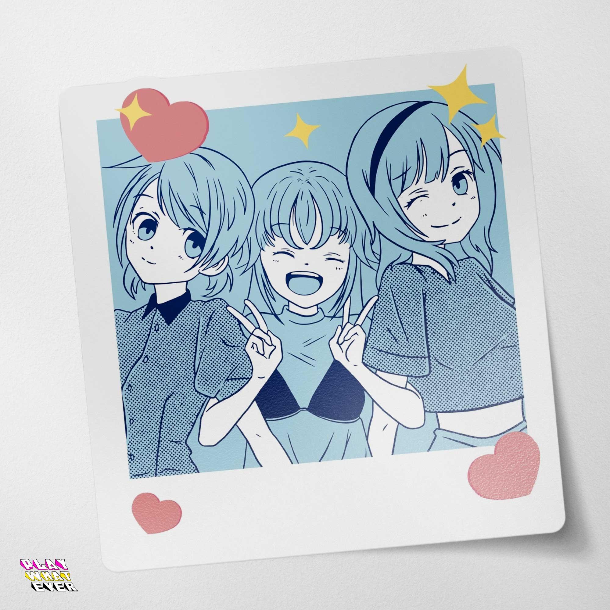 Anime School Girl Friends Waterproof Vinyl Sticker - Image 3