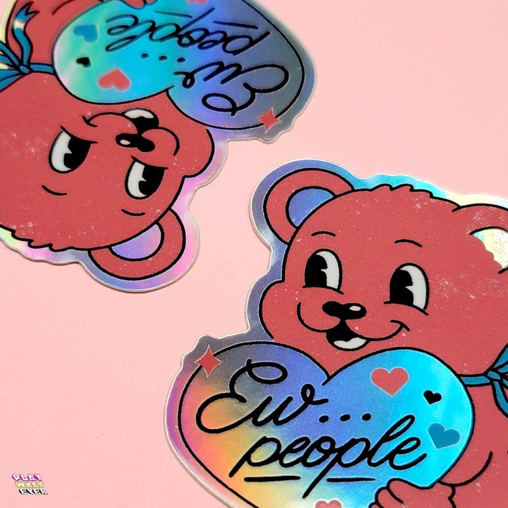Anti-Valentine Bear Waterproof Vinyl Sticker - Image 5