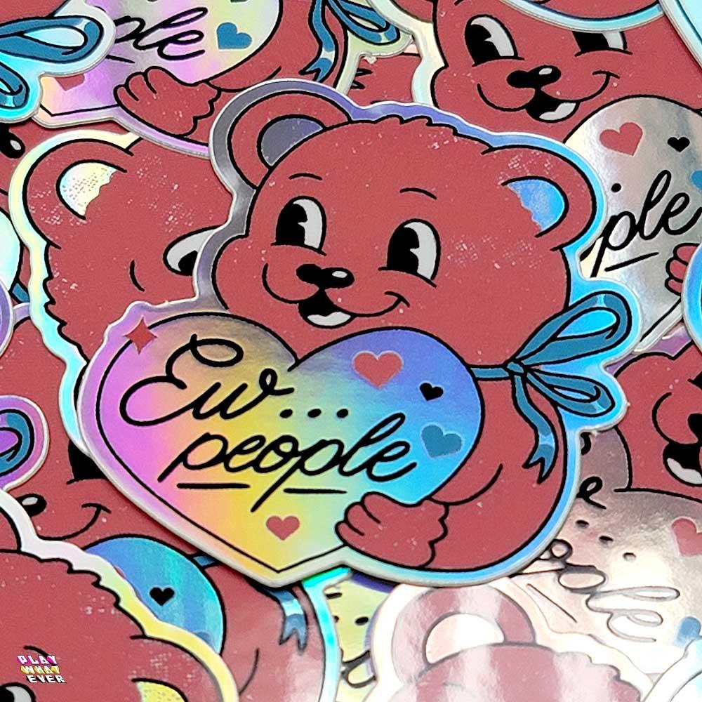 Anti-Valentine Bear Waterproof Vinyl Sticker - Image 6