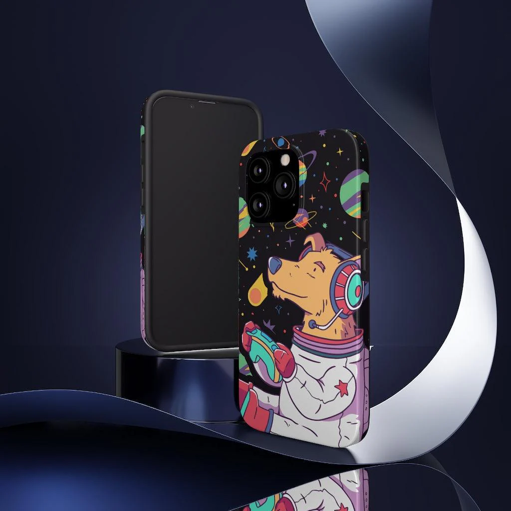 Astronaut Pup Gamer Tough Phone Case - Image 4