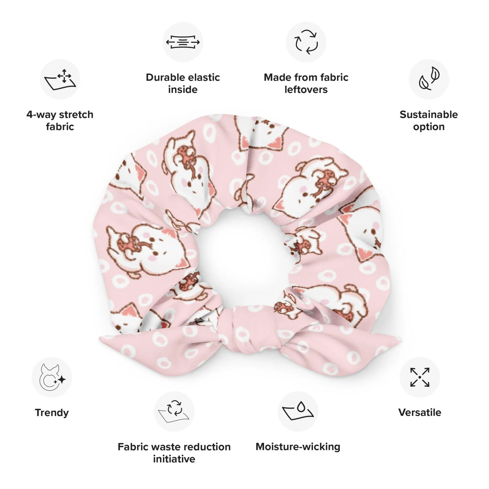 Boba Cat Bubble Tea Large Scrunchie - Image 3