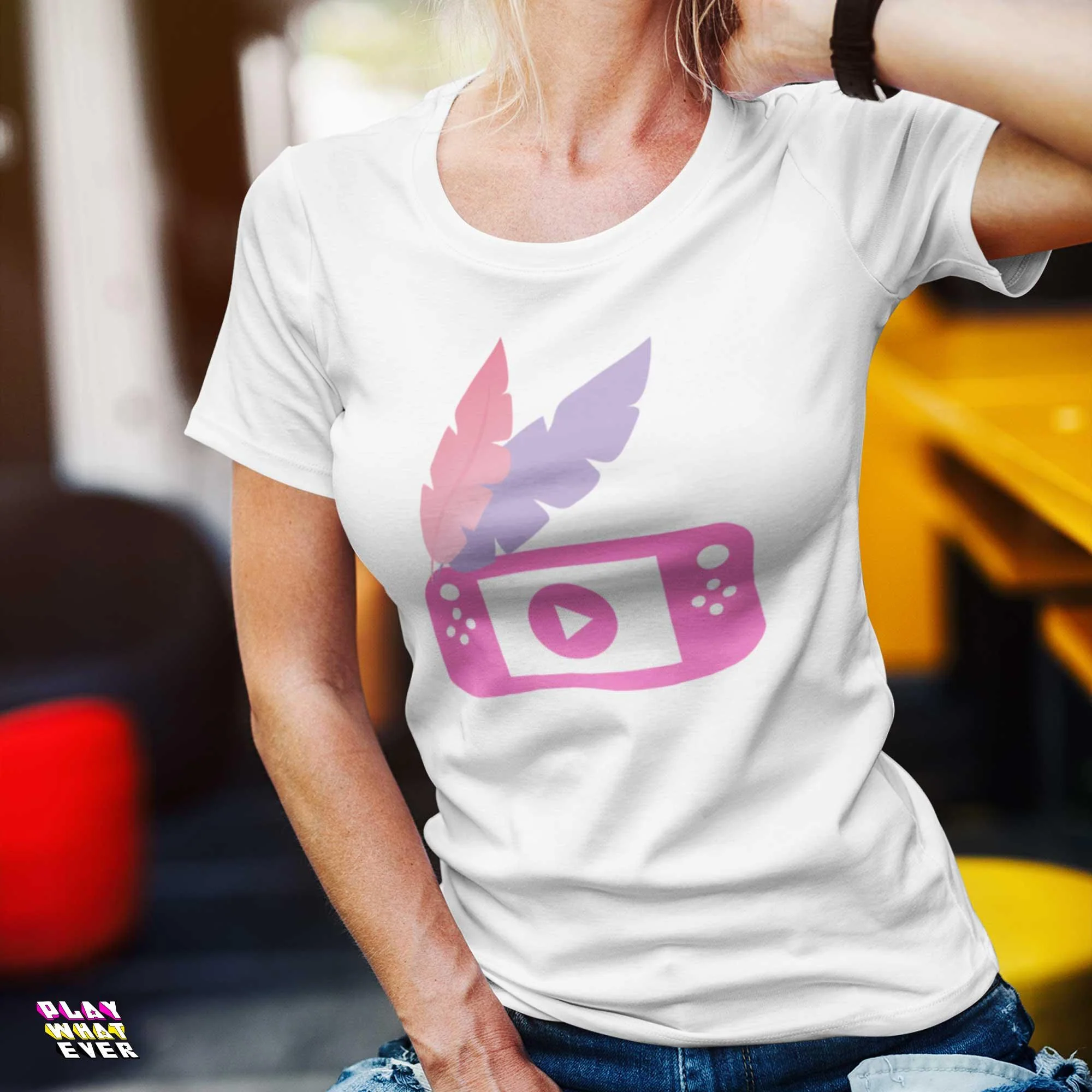 Boho Gaming Feathered Wings Unisex Gamer T-Shirt - Image 2