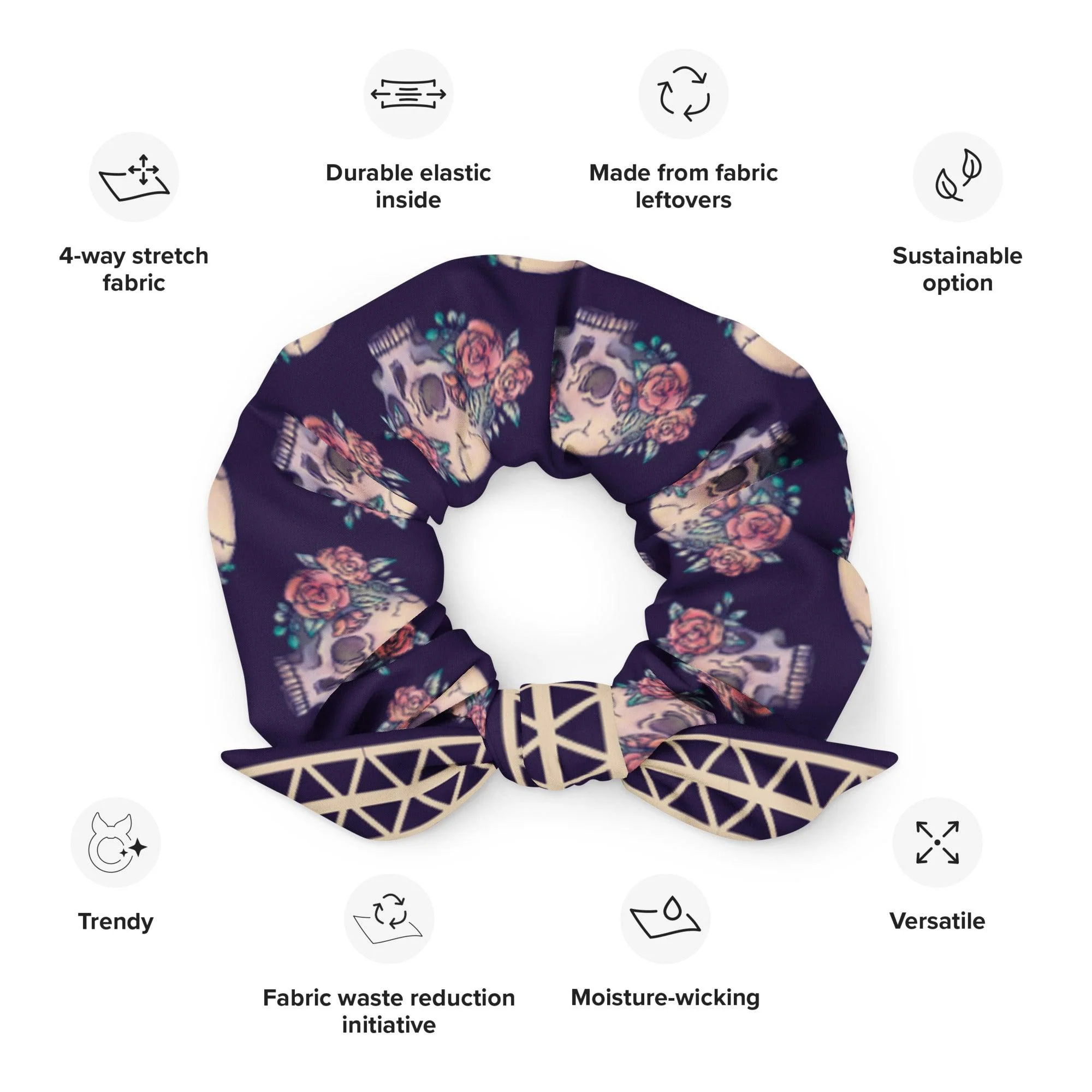 Bones and Roses Large Scrunchie - Image 3
