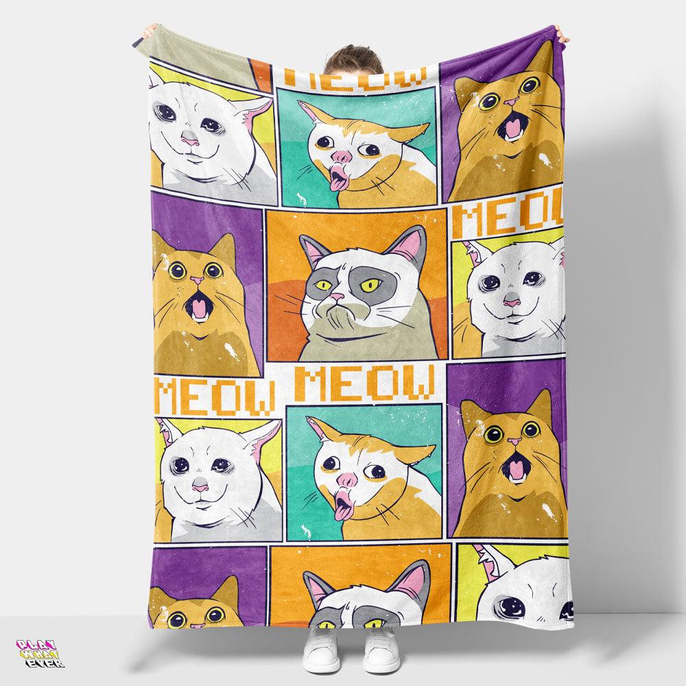 Cat Expressions Humor Funny Cat Blanket