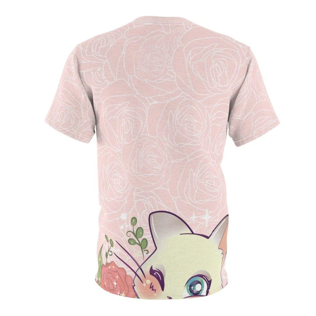 Cats and Roses Have Me Smiling Unisex AOP Tee - Image 4