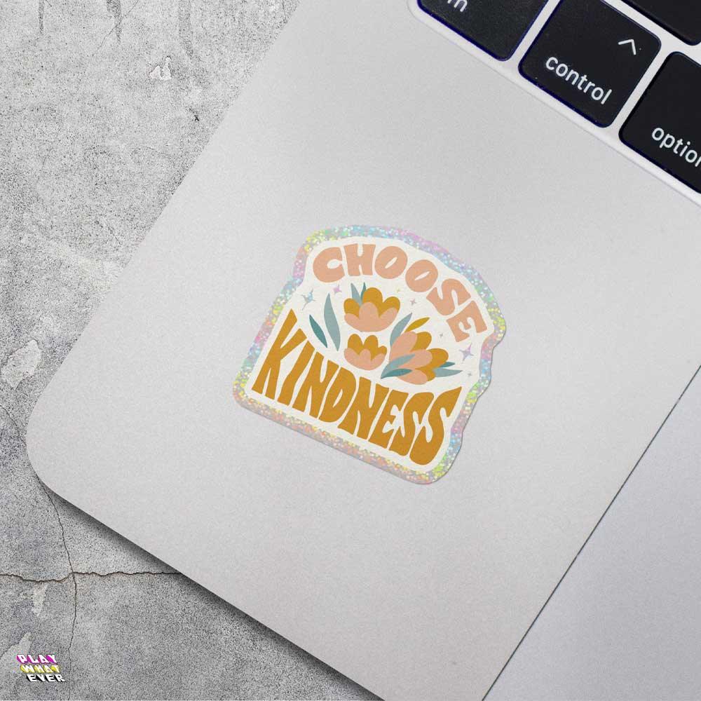 Choose Kindness Retro Flower Glitter Sticker - Image 3