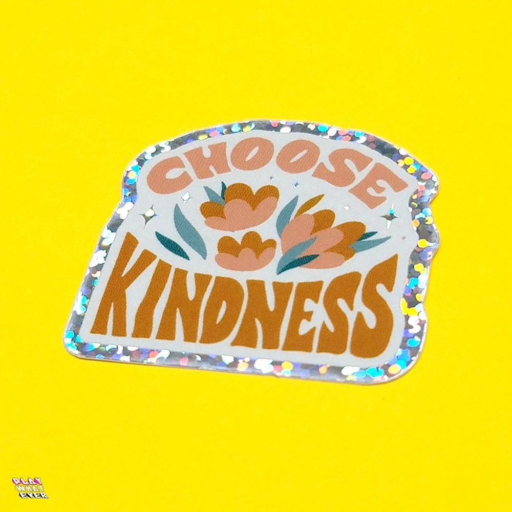 Choose Kindness Retro Flower Glitter Sticker - Image 4