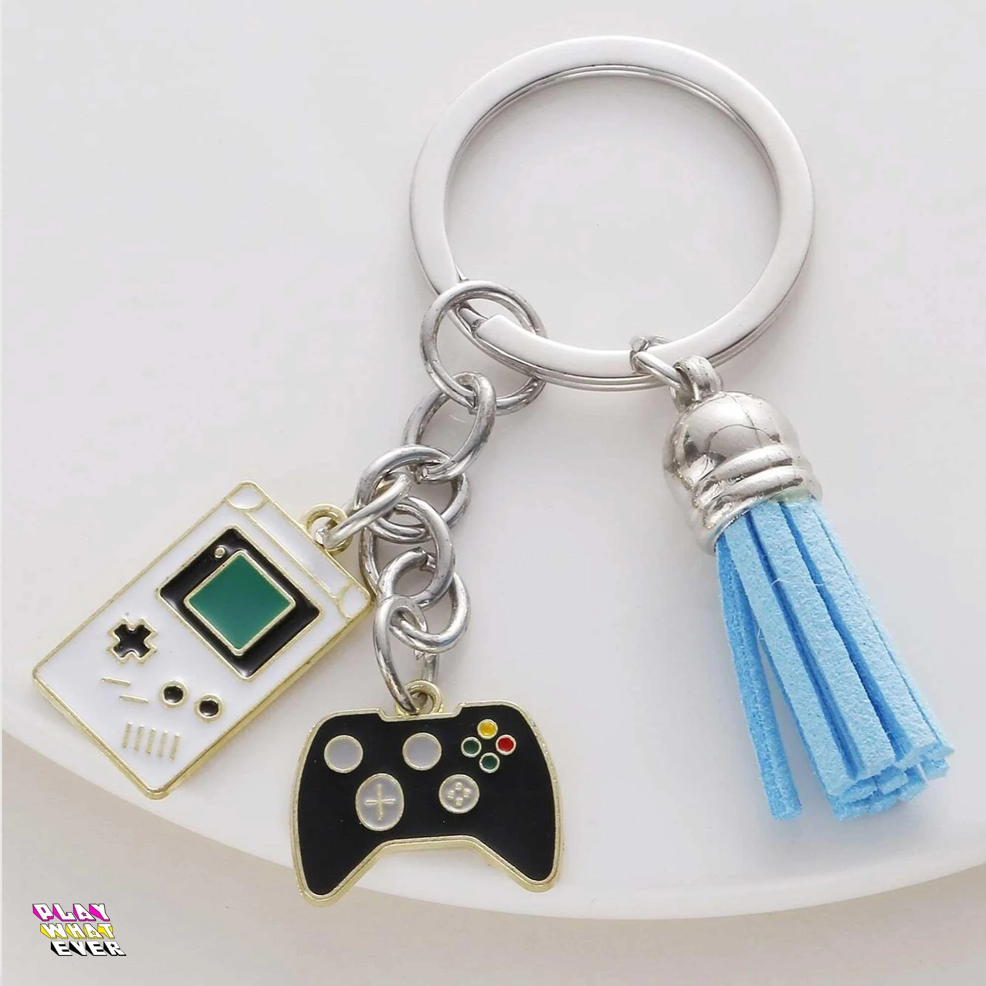 Clean Blue Gaming Charm Tassel Keychain - Image 3