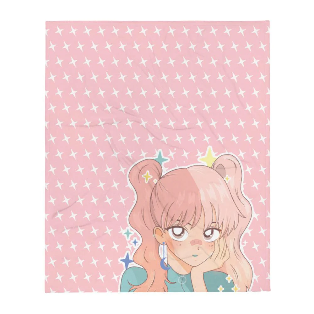 Cute Pink Anime Girl Blanket - Image 7
