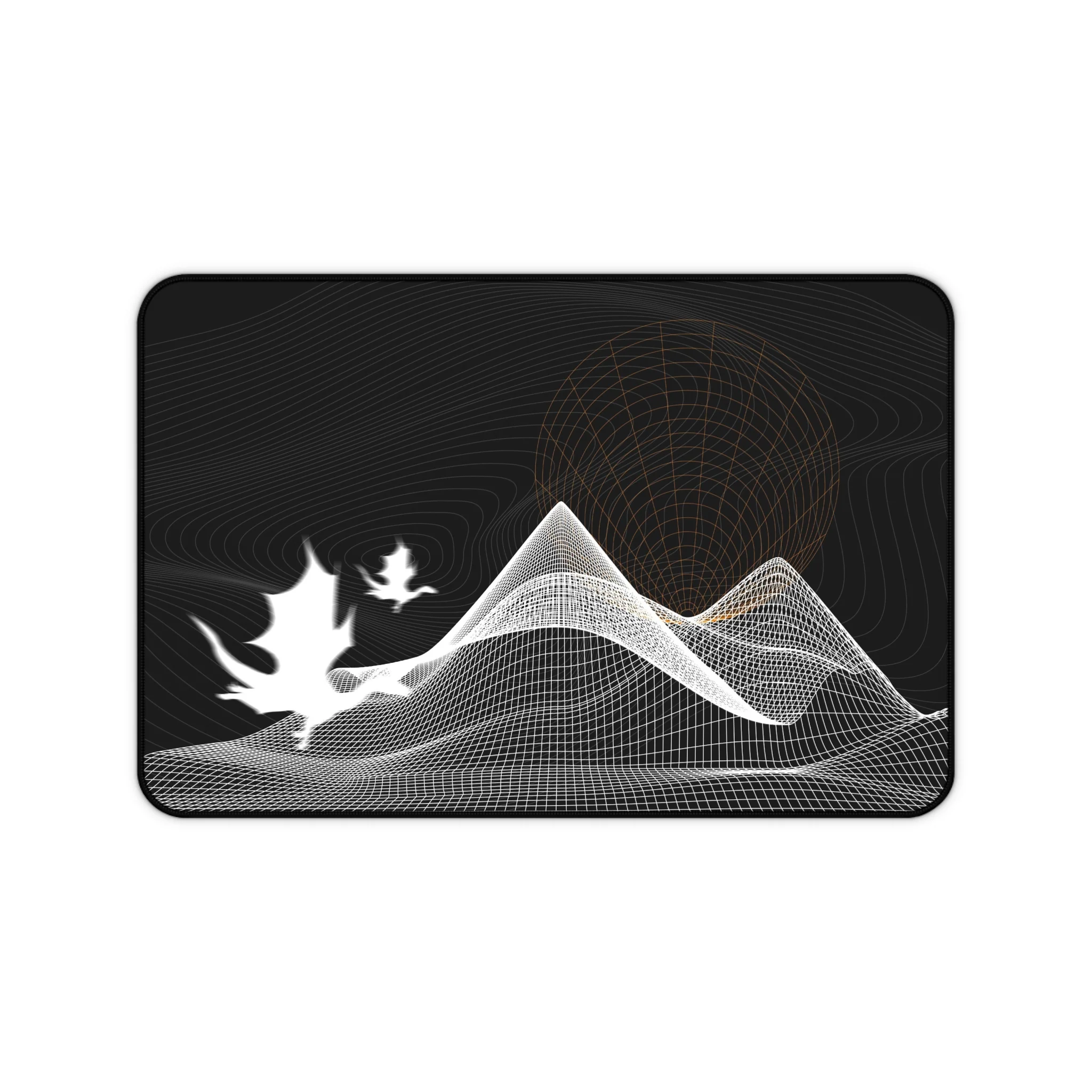Dragons Over Gridspire – Fantasy Wireframe Desk Mat - Image 3
