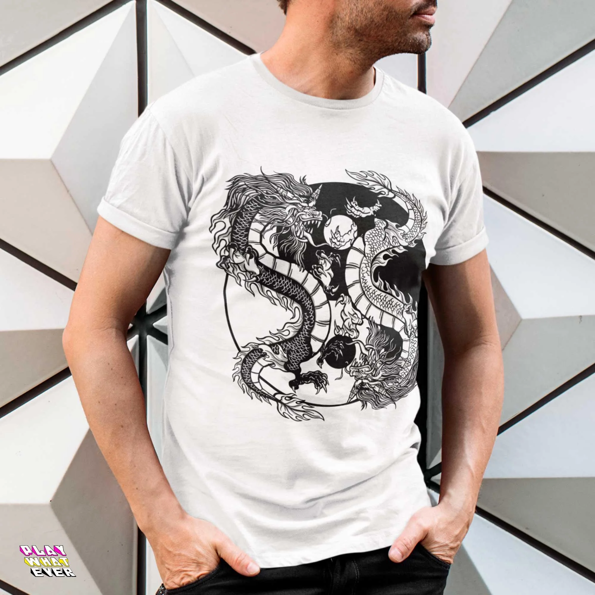 Yin Yang Dragon Tattoo Shirt - Image 2