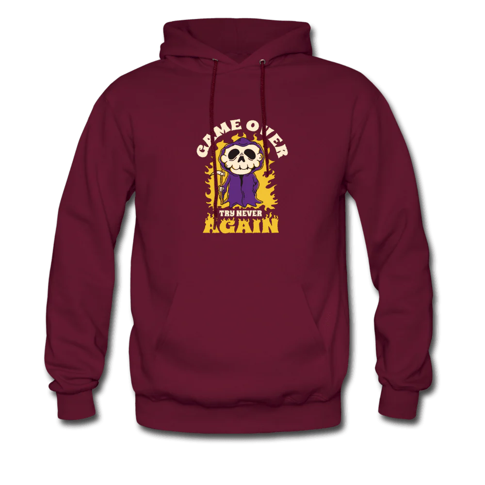 Game Over Try Never Again Skull Reaper Unisex Hoodie - Image 5