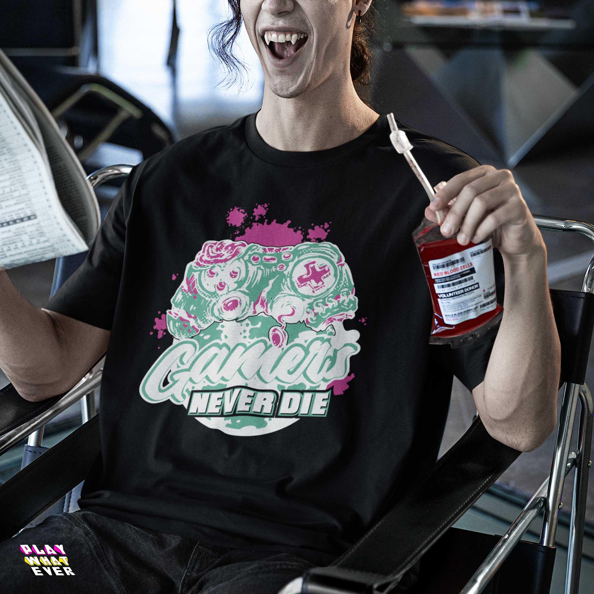 Gamers Never Die Zombie Controller Shirt - Image 2