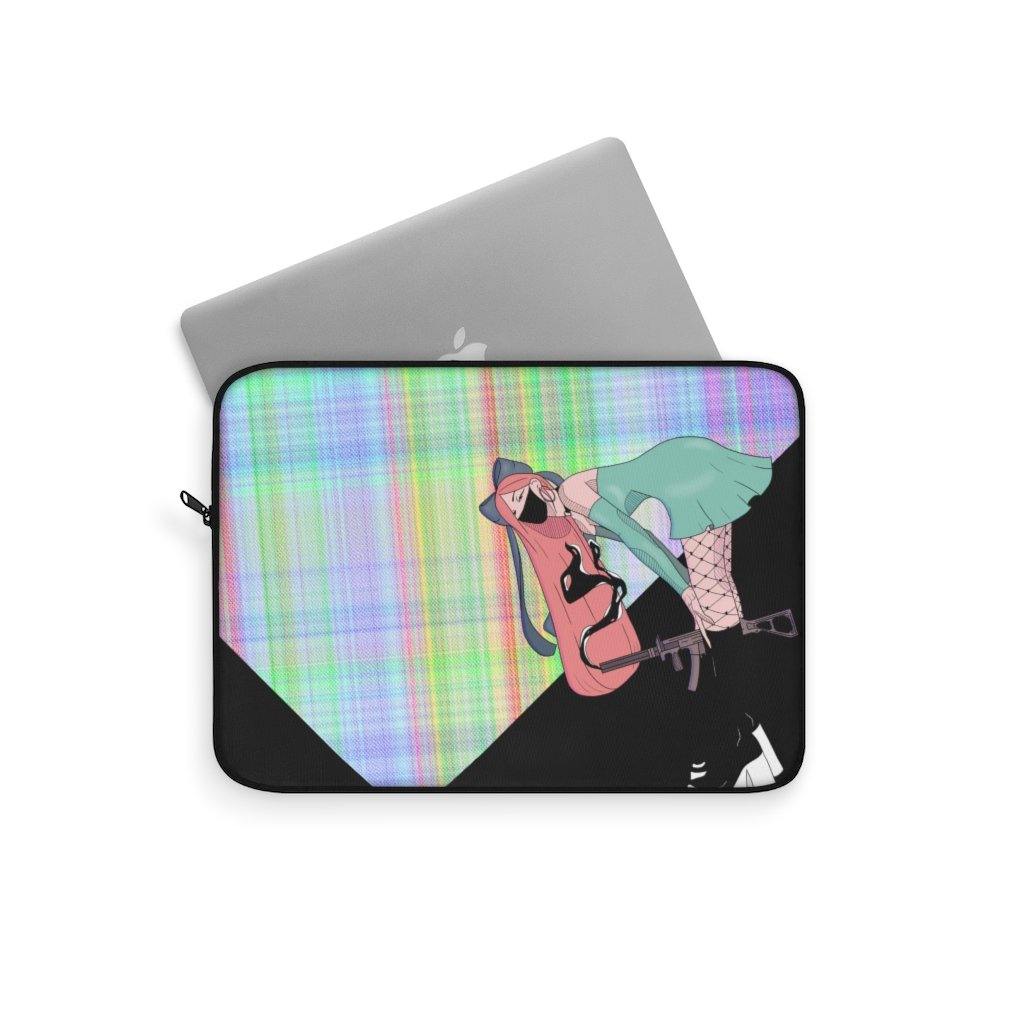 Gunslinger Anime Girl Retro Plaid Laptop Sleeve - Image 5
