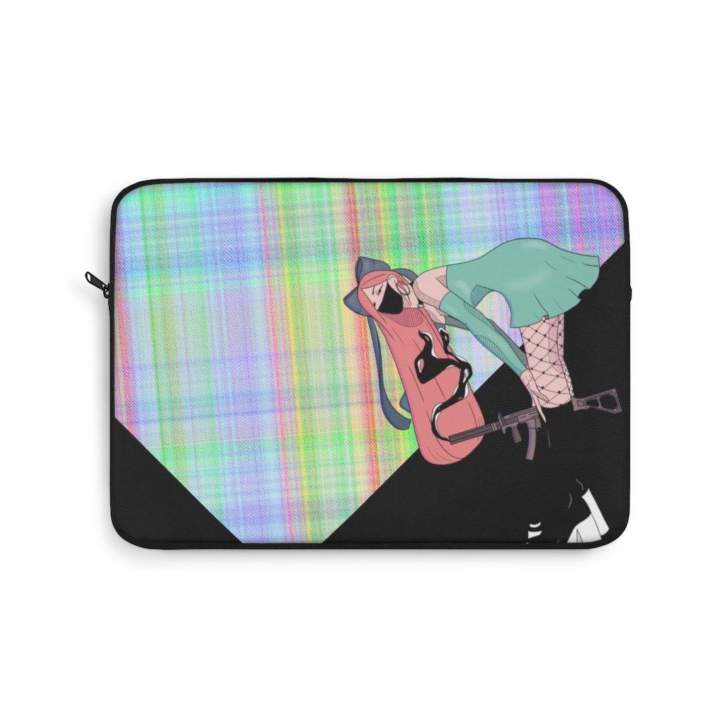Gunslinger Anime Girl Retro Plaid Laptop Sleeve - Image 7
