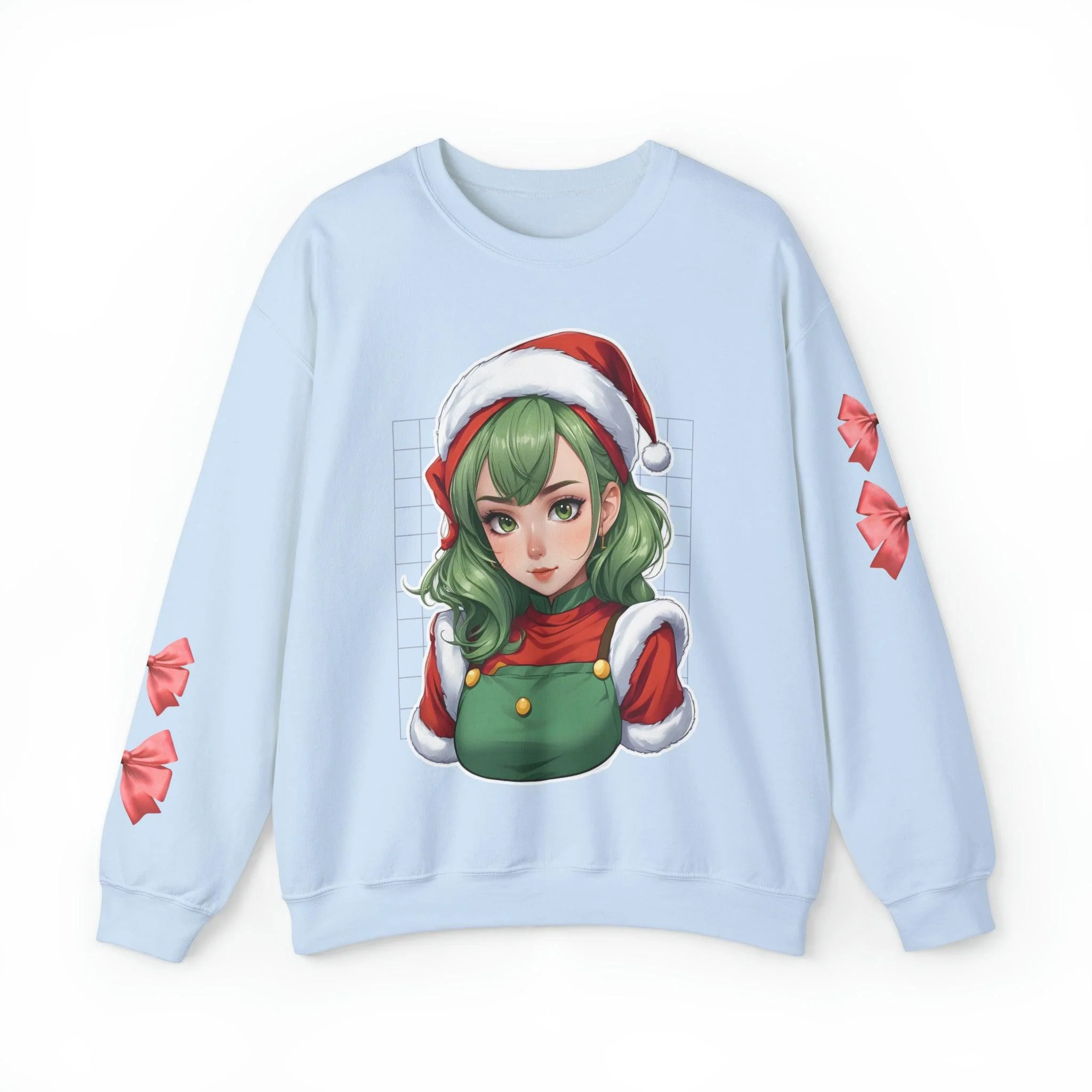 Happy Holidays Santa Anime Girl Sweatshirt - Image 4