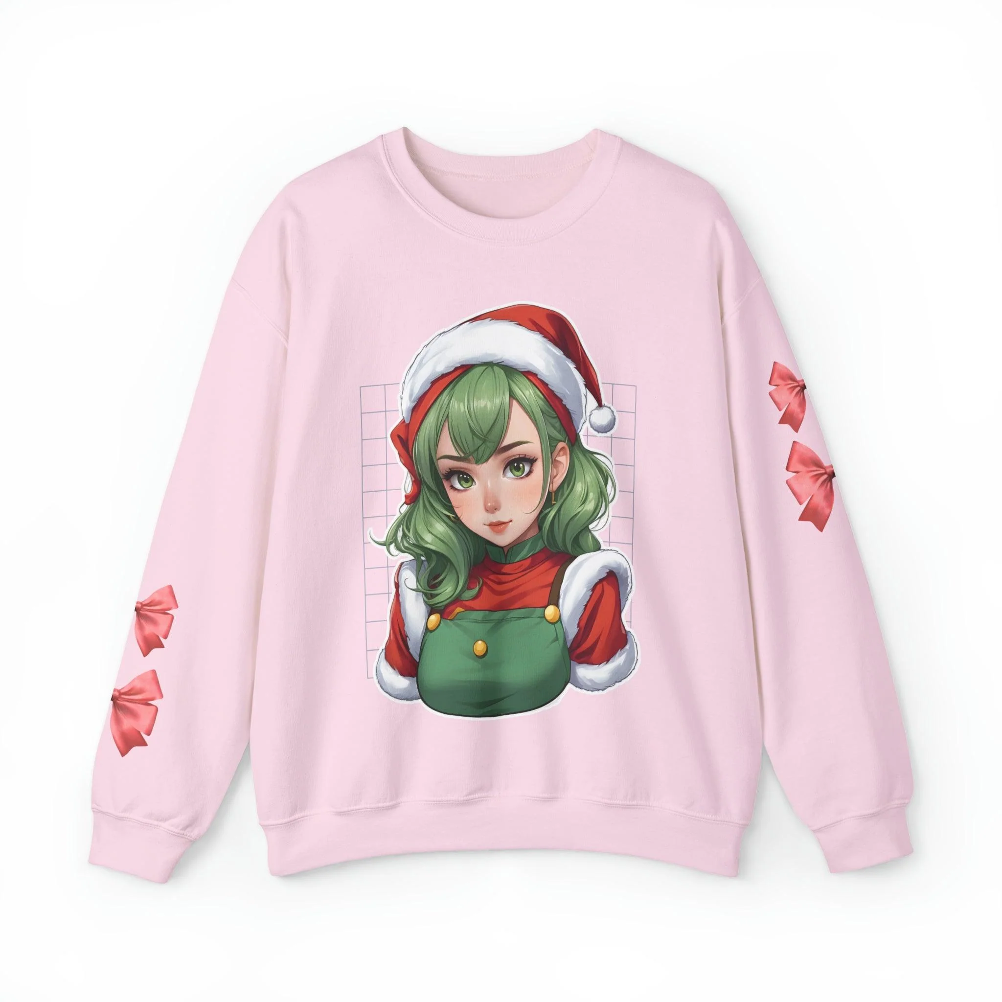 Happy Holidays Santa Anime Girl Sweatshirt - Image 5