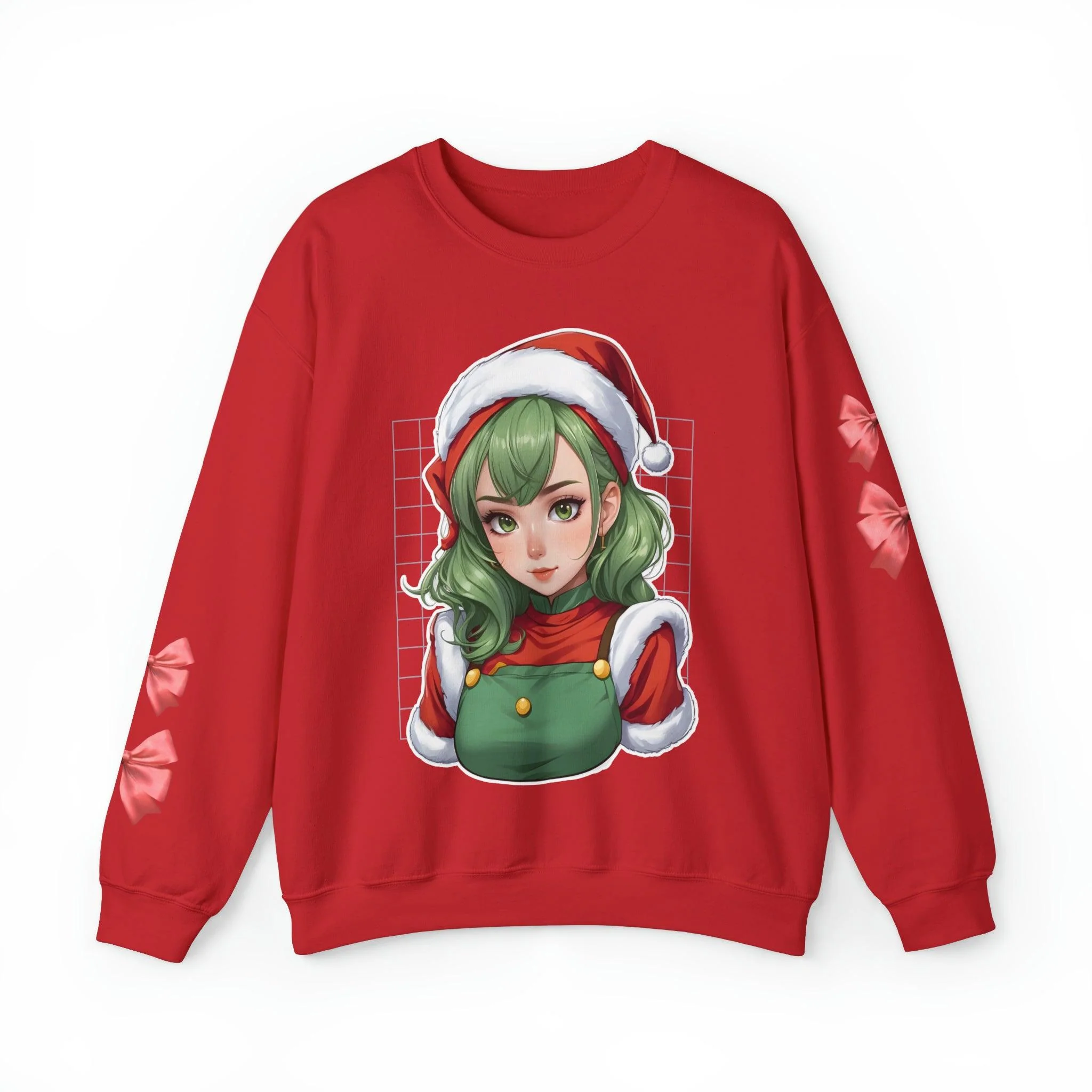 Happy Holidays Santa Anime Girl Sweatshirt - Image 6