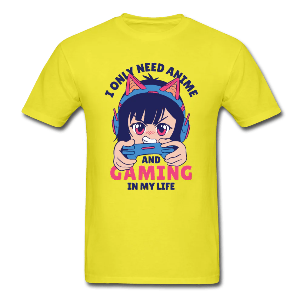 I Only Need Anime and Gaming Anime Gamer Unisex T-Shirt - Image 4