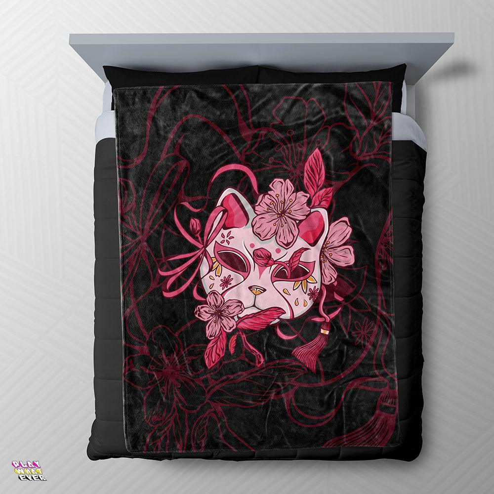 Japanese Cat Mask Anime Blanket - Image 2
