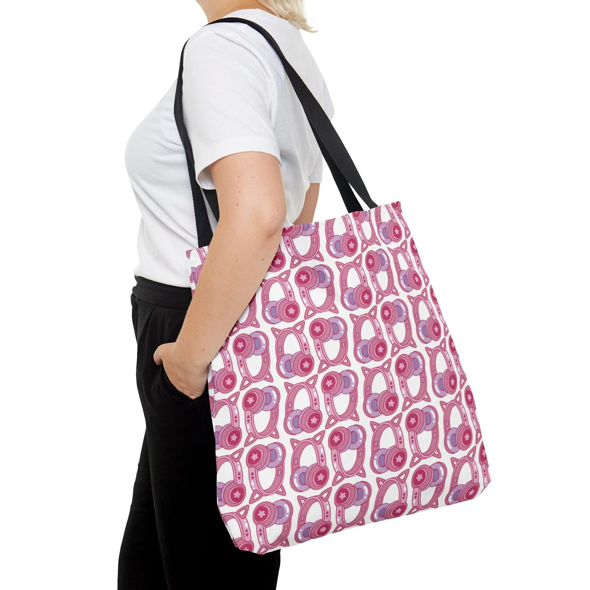 Kawaii Star Headset Patterned Tote Bag - Image 3