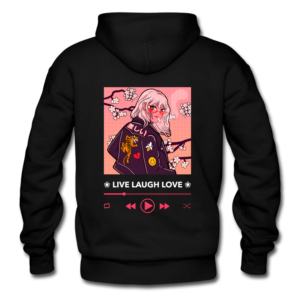 Live, Laugh, Love Sakura Anime Girl Hoodie