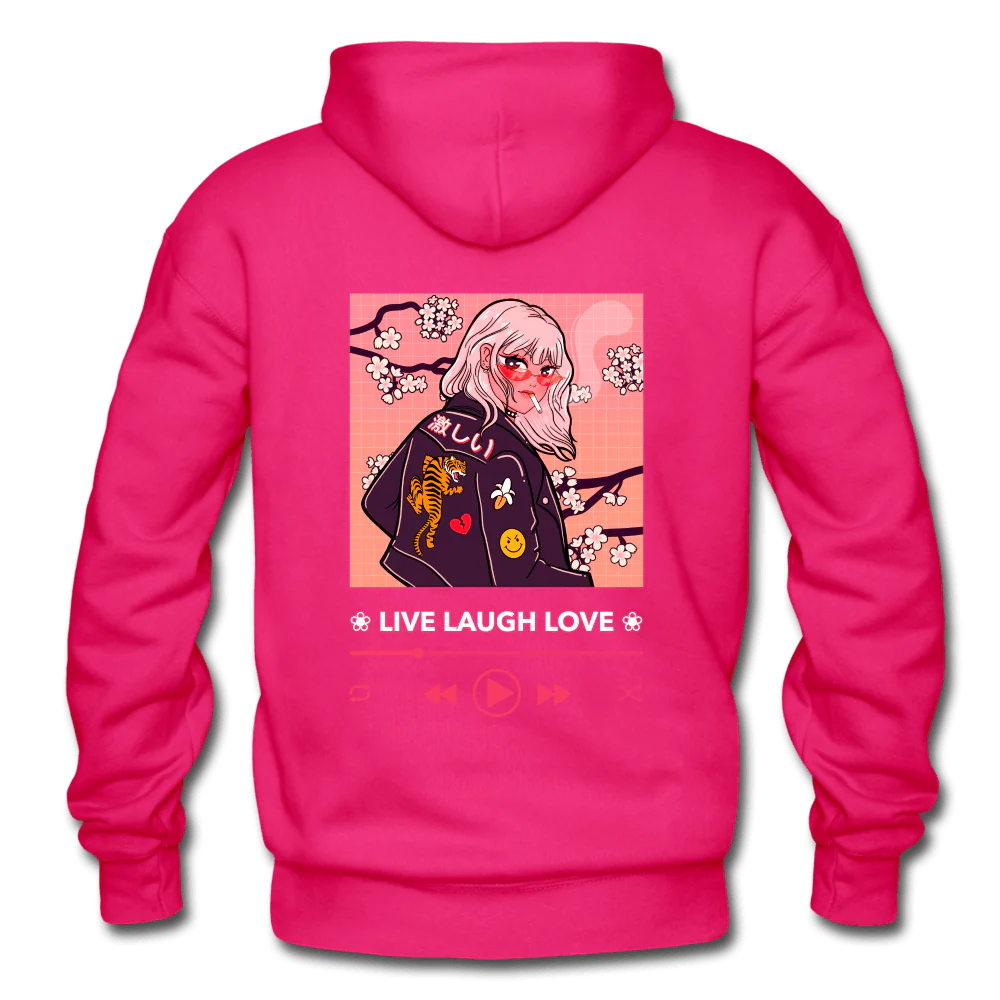 Live, Laugh, Love Sakura Anime Girl Hoodie - Image 3