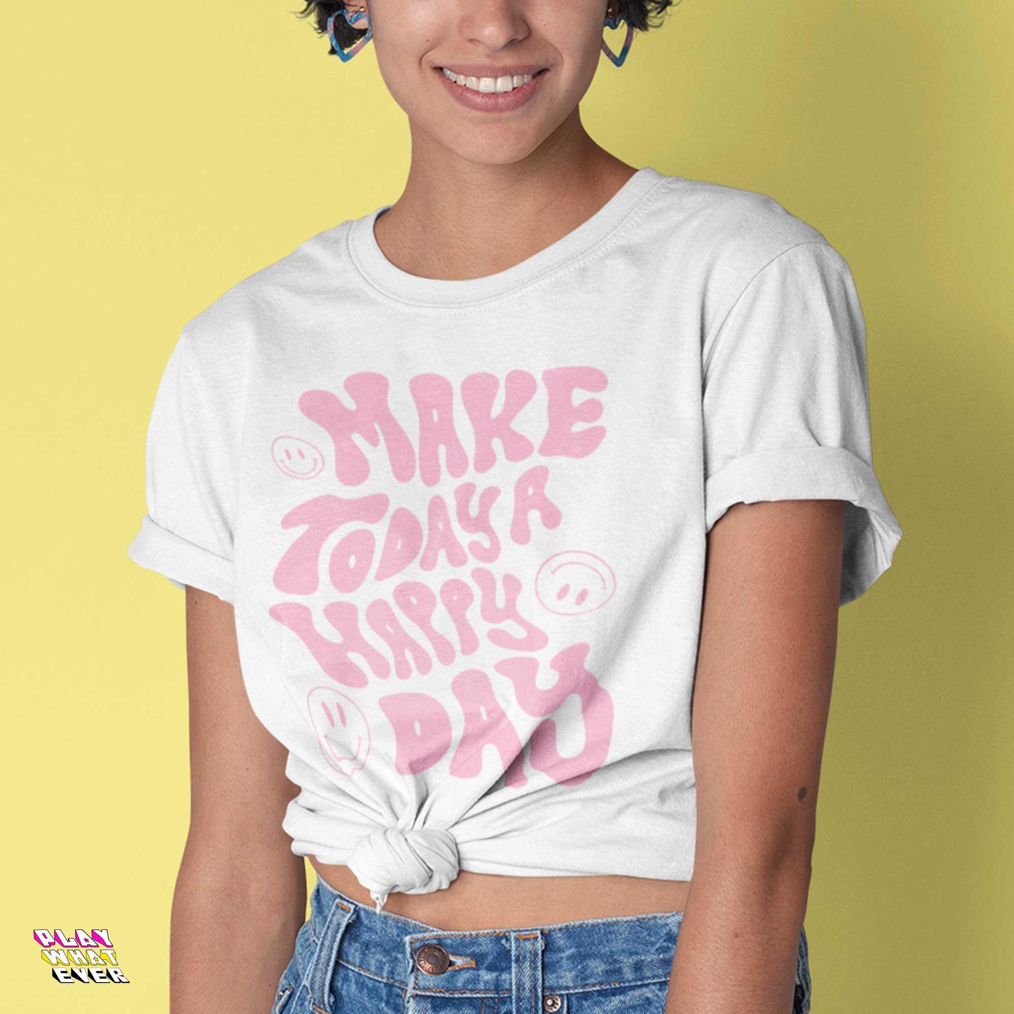 Make Today a Happy Day Smiley Face T-Shirt - Image 3