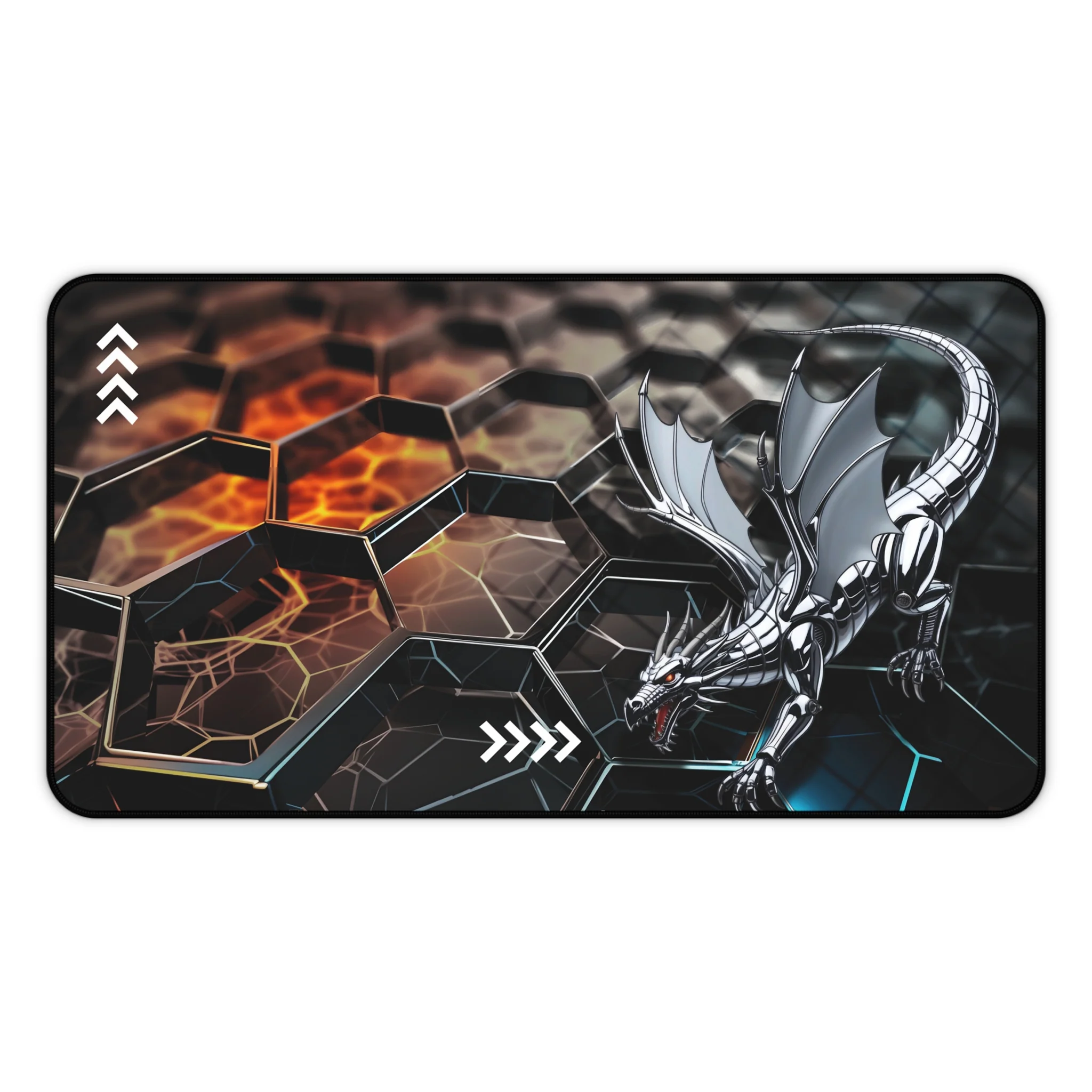 Metal Dragon Gaming Desk Mat – XL Hexagon Matrix Mouse Pad for Gamers - Image 6