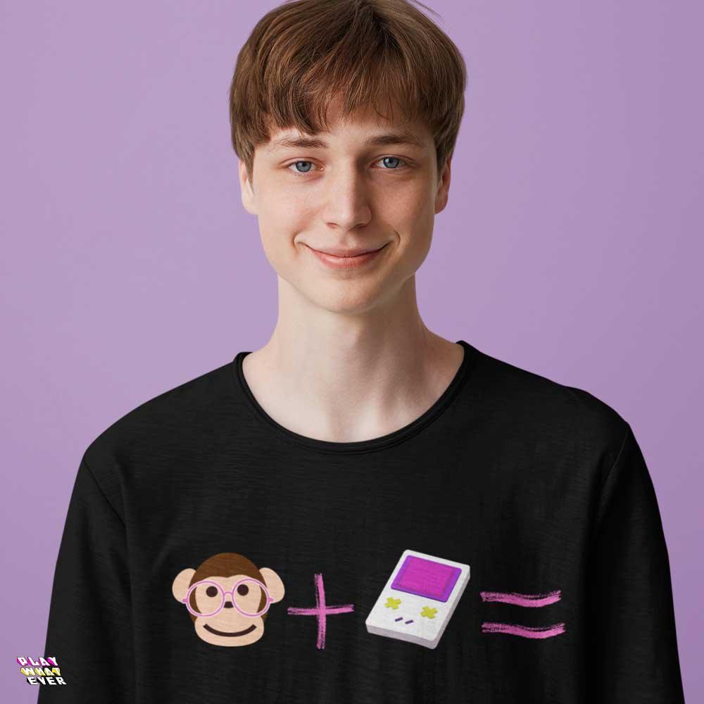 Monkey + Game Boy Equals Unisex T-Shirt - Image 2