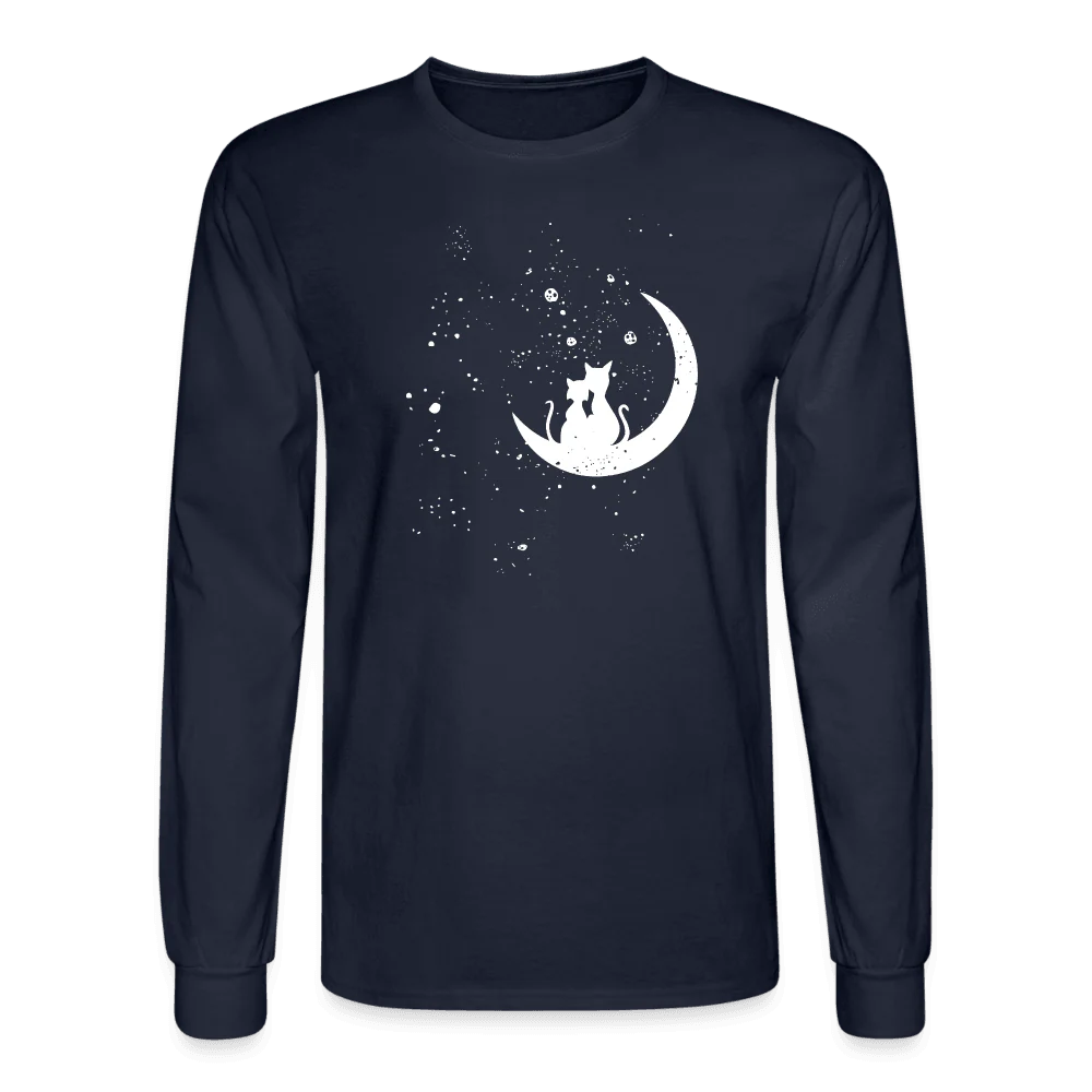Moonlight Cat Love Long Sleeve T-Shirt - Image 3