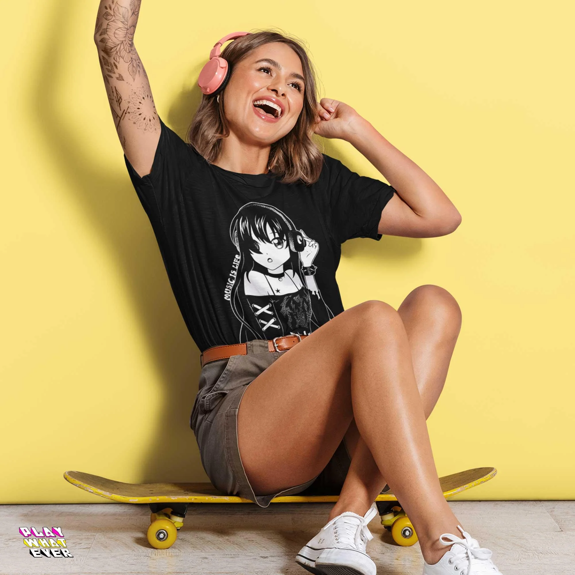 Music Is Life Anime Goth T-Shirt - Image 3