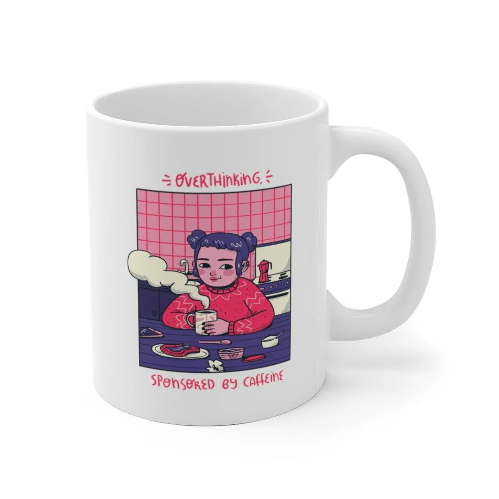 Overthinking Cute Girl Ceramic Mug - Image 2