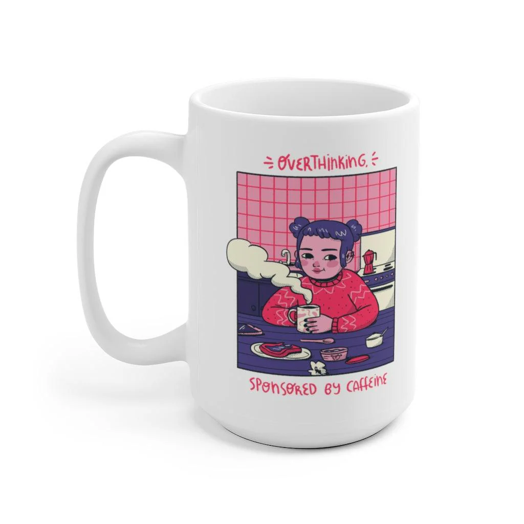 Overthinking Cute Girl Ceramic Mug - Image 4