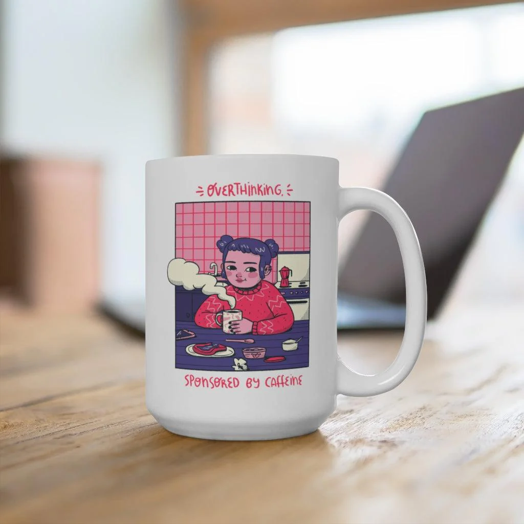 Overthinking Cute Girl Ceramic Mug - Image 5