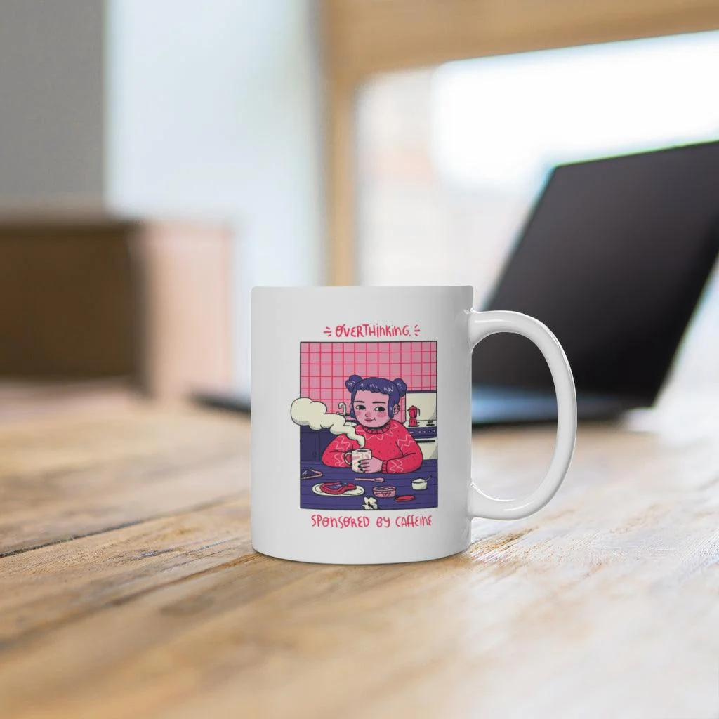 Overthinking Cute Girl Ceramic Mug - Image 8