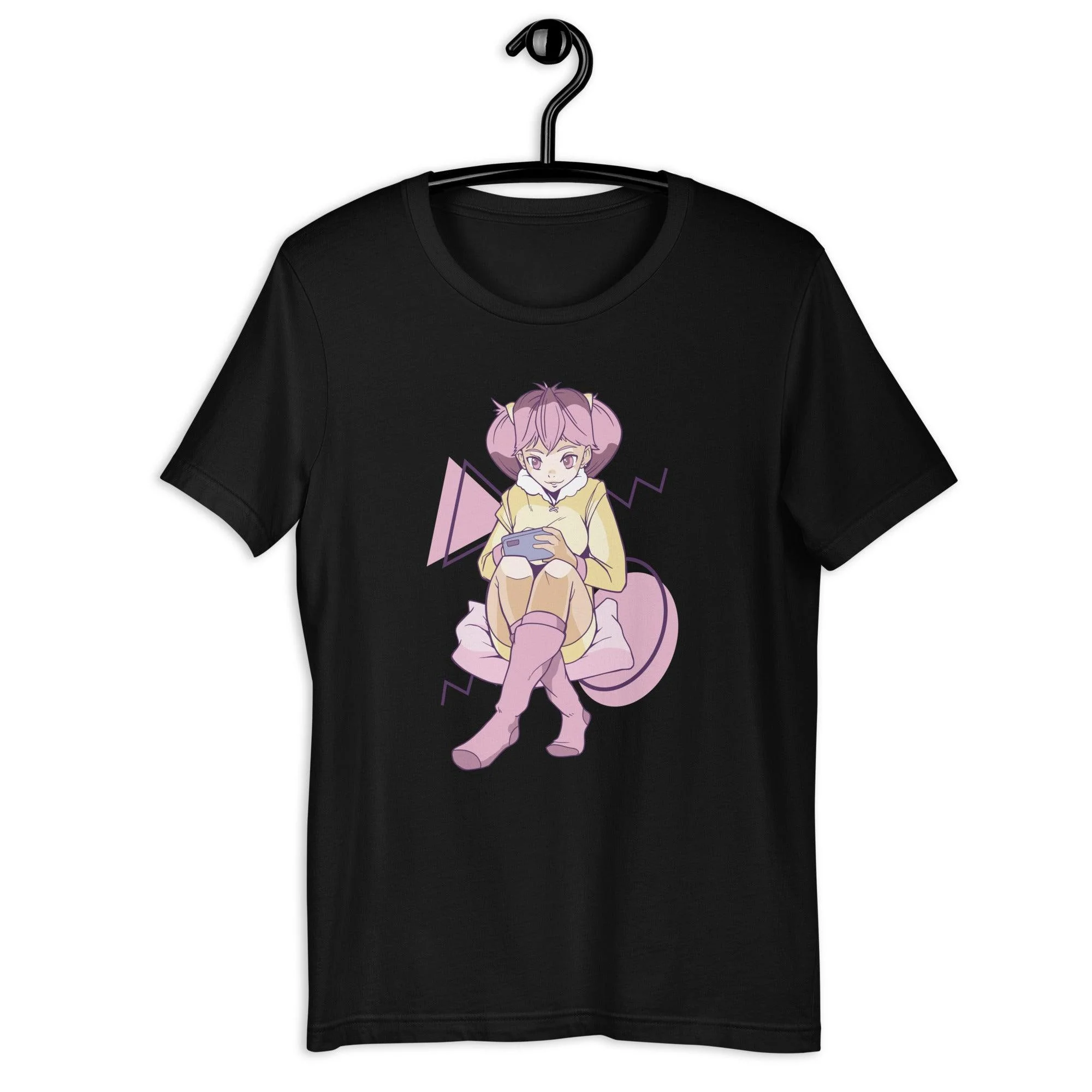 Pink Anime Girl Mobile Gaming Gamer T-Shirt - Image 4