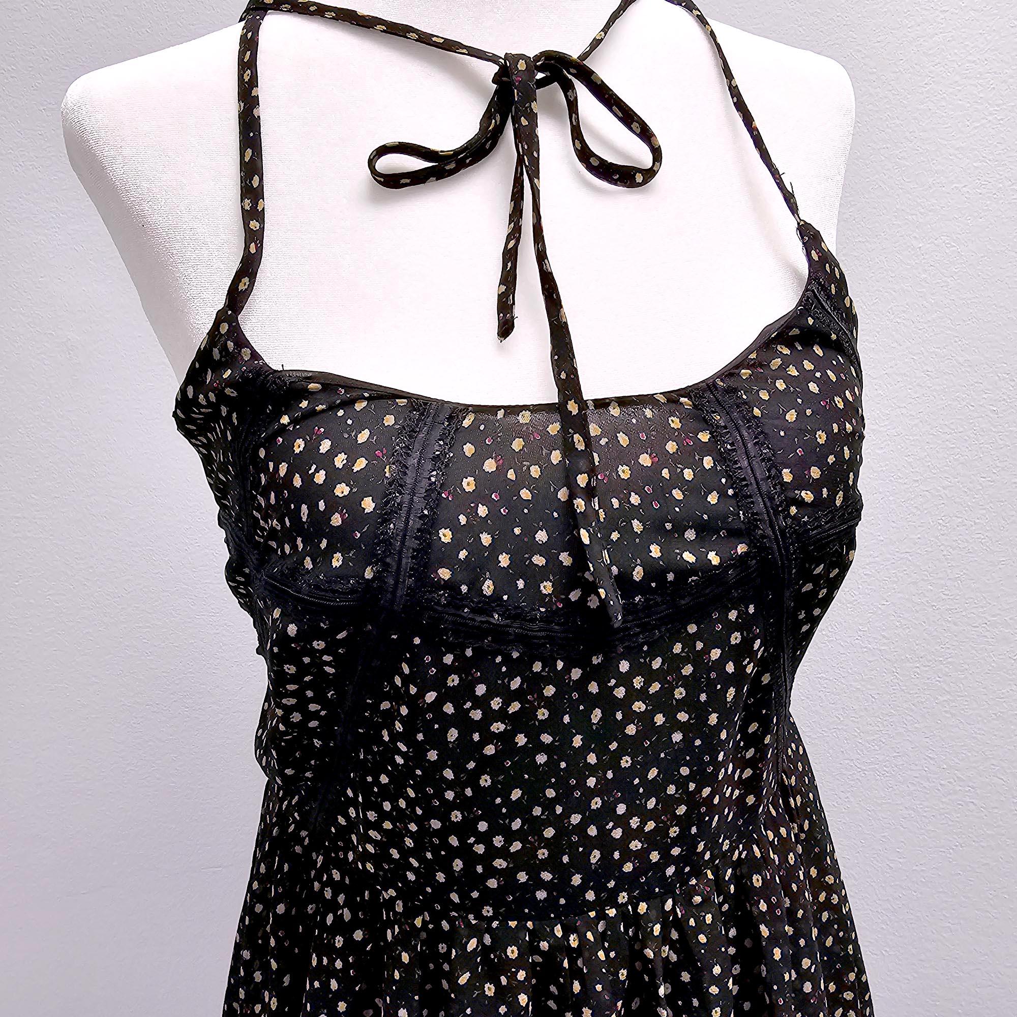 Preloved: Lace and Ribbon Dark Goth Summer Dress - Image 5