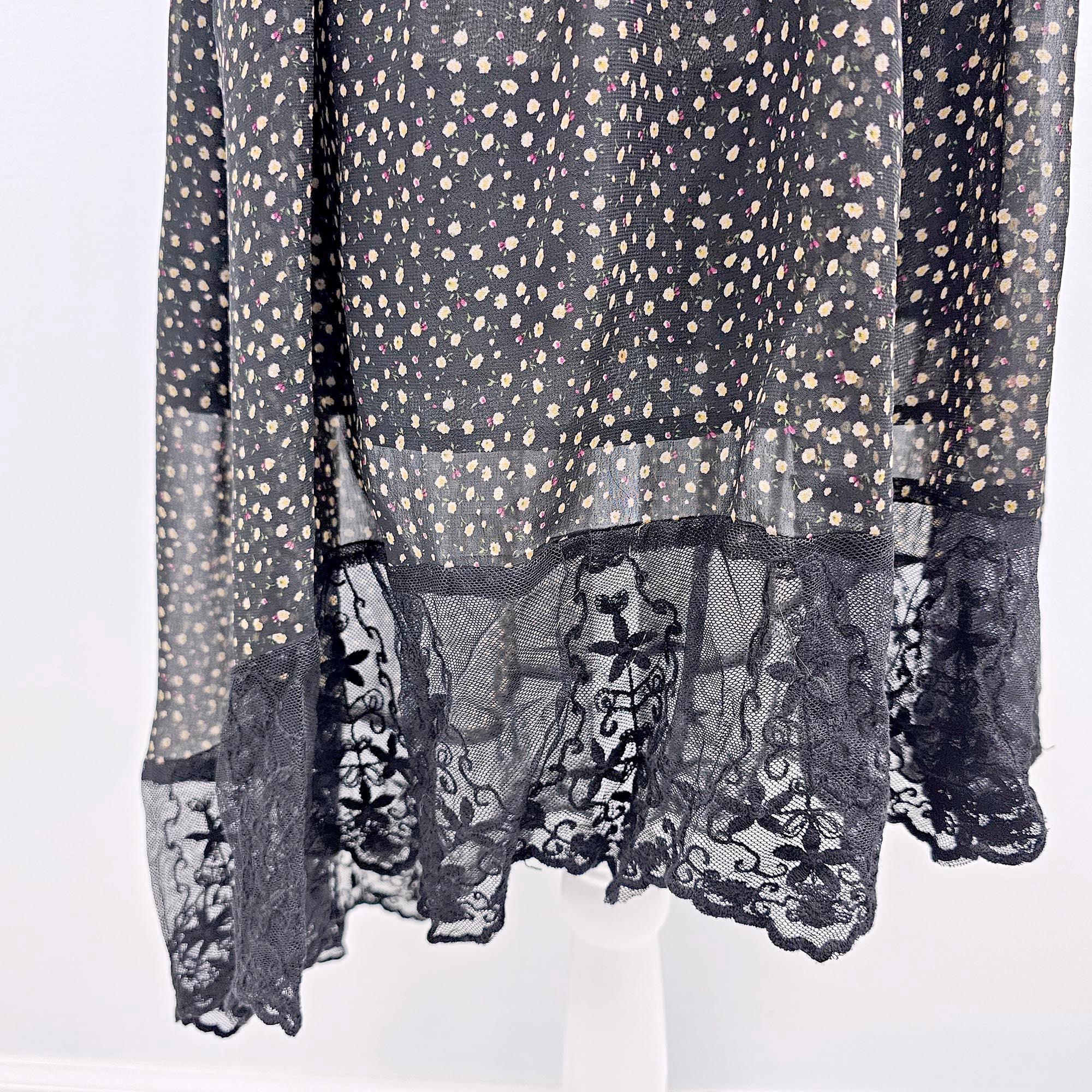 Preloved: Lace and Ribbon Dark Goth Summer Dress - Image 6