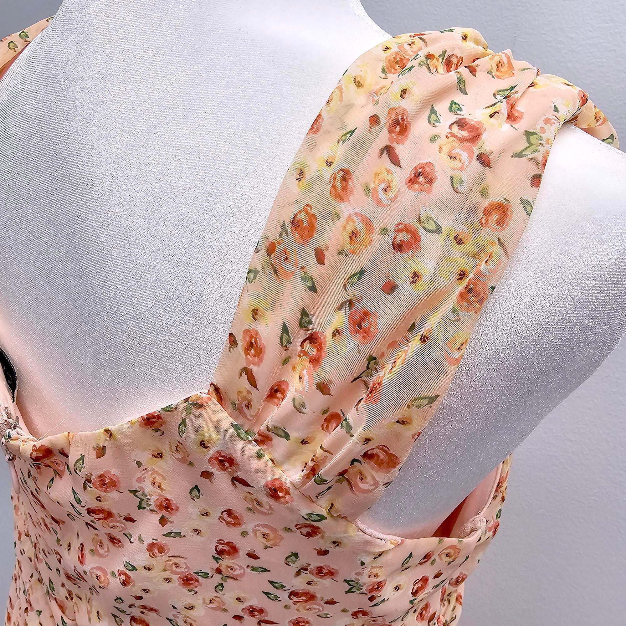 Preloved: Peach Beight Floral Chiffon Dress - Image 5