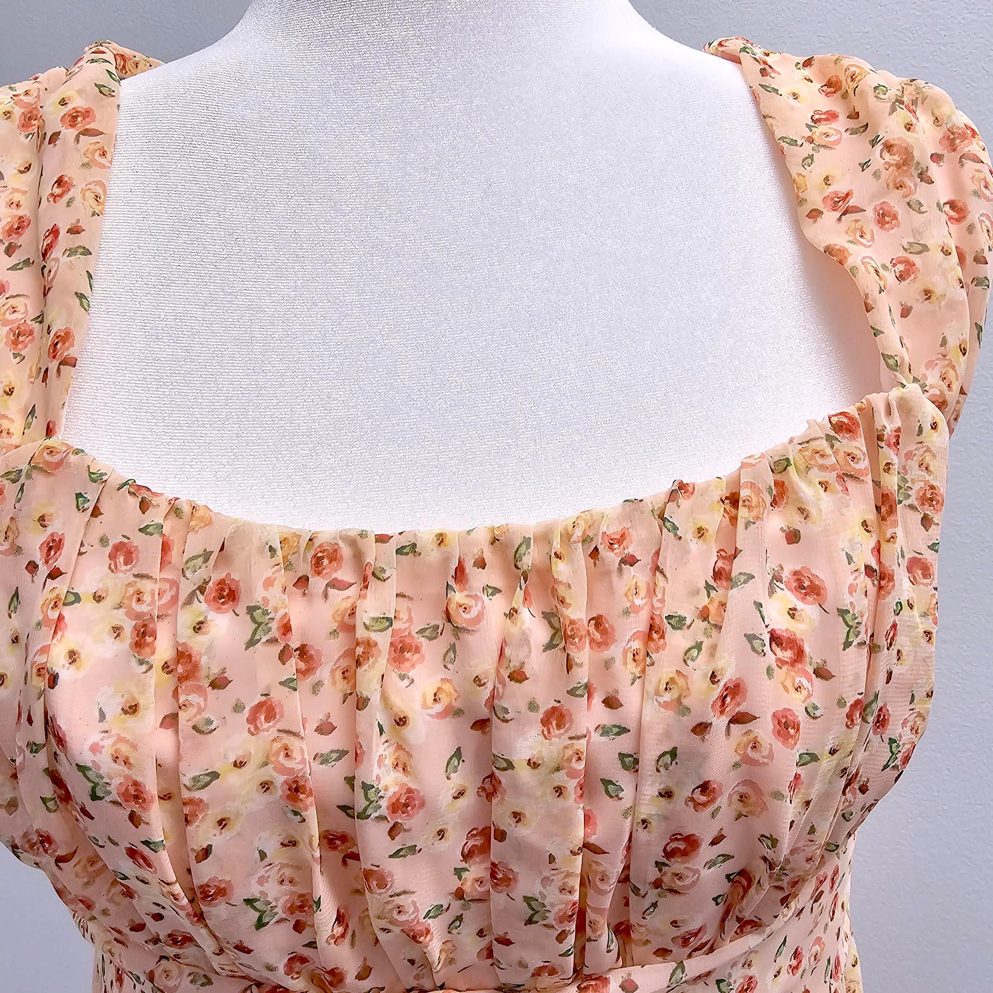 Preloved: Peach Beight Floral Chiffon Dress - Image 6