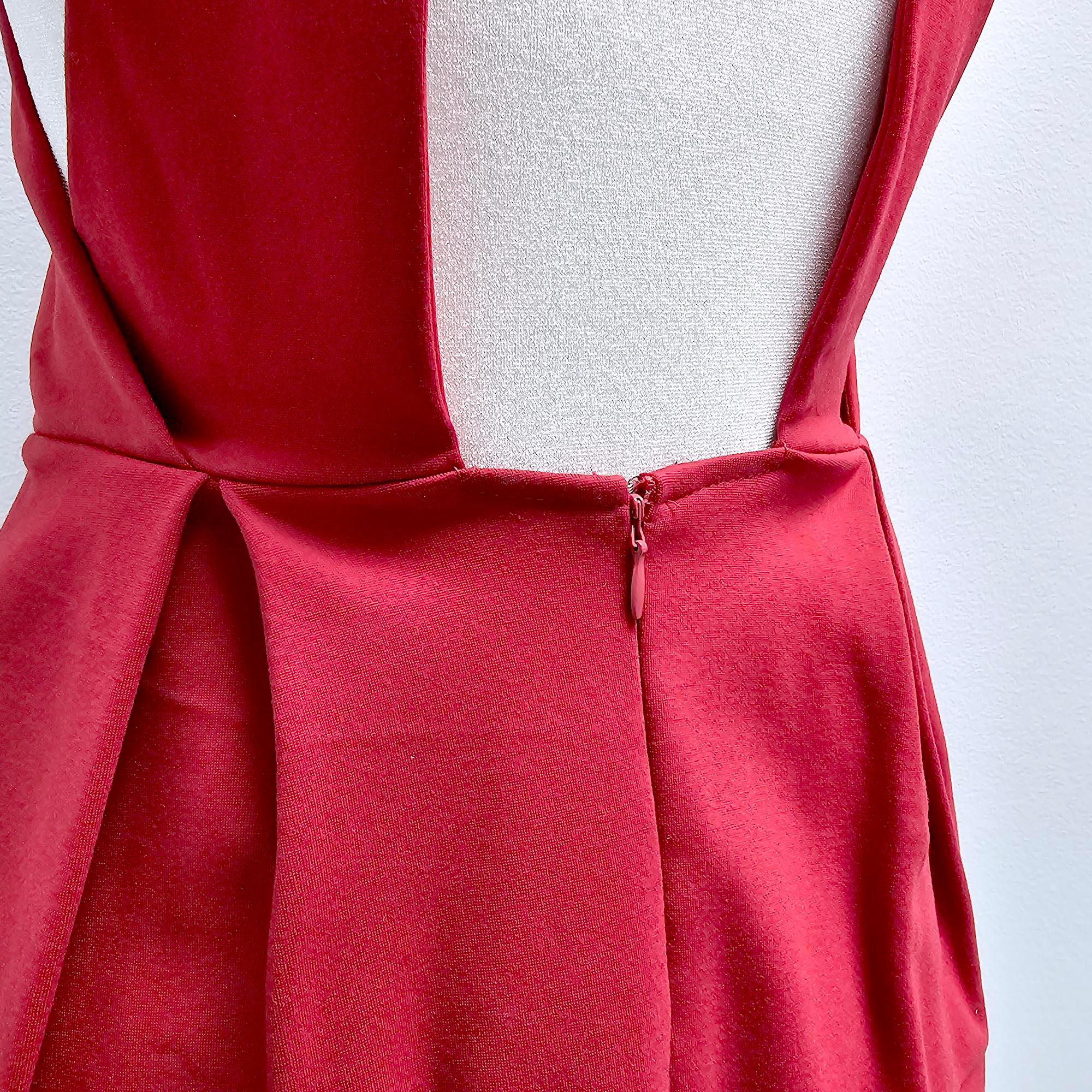 Preloved: Red V-Neck Short Dress - Image 4
