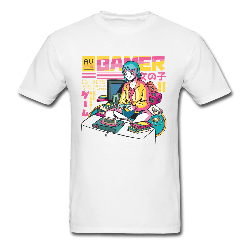 Retro Classic Gamer Girl Unisex T-Shirt - Image 3