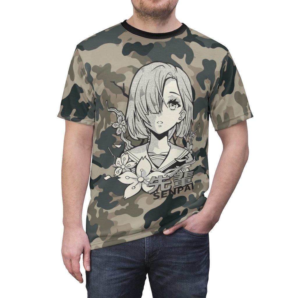 Senpai Anime Girl Army Calls Unisex AOP Tee - Image 2