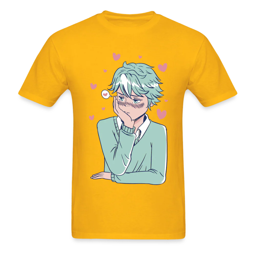 Shy Blushing Anime Boy T-Shirt - Image 4