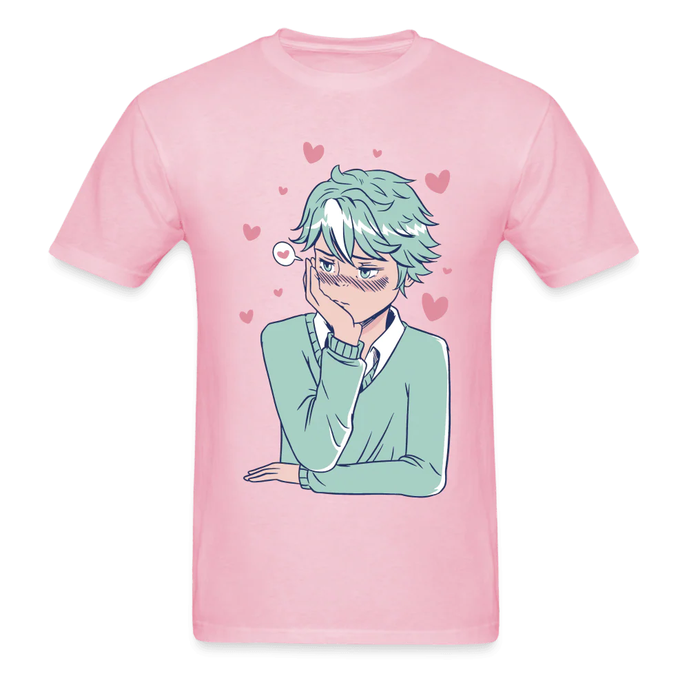 Shy Blushing Anime Boy T-Shirt - Image 5
