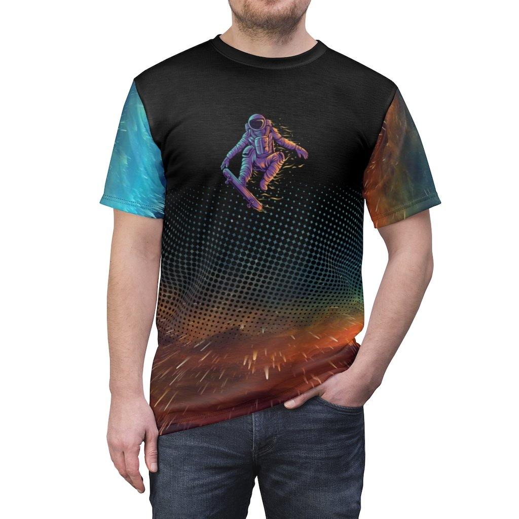 Skating Over The Nebula Astronaut Unisex Shirt - Image 2